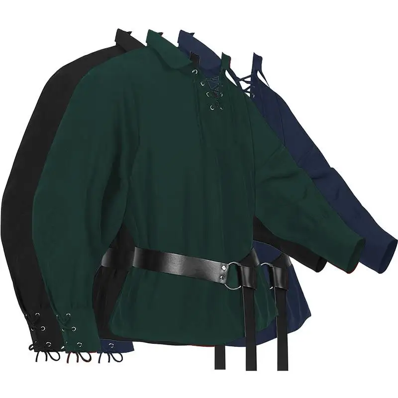 

Halloween Gothic Knight Style Men's Shirt Vintage Theme Long Sleeve Rock Style Inner Wear Casual Fashion