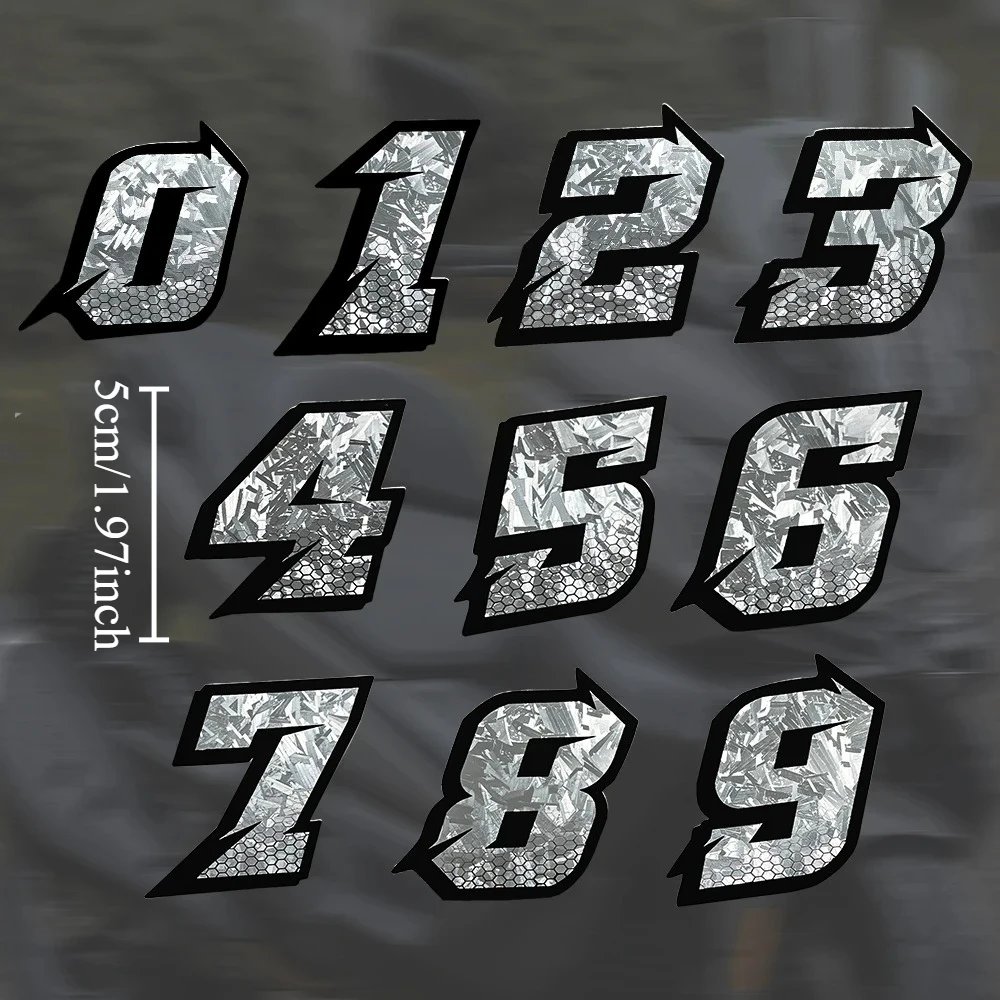 2Pcs Set Forged Carbon Fiber Honeycomb Racing Numbers 0-9, Waterproof Vinyl Decals for Motorcycle Windshield, Car & Helmet