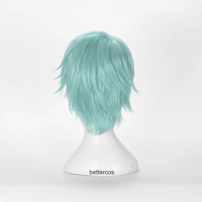 NewMystic Messenger V Cosplay Wigs Short Mint Green Heat Resistant Synthetic Hair + Wig Cap20253;f'6,c;7.y;