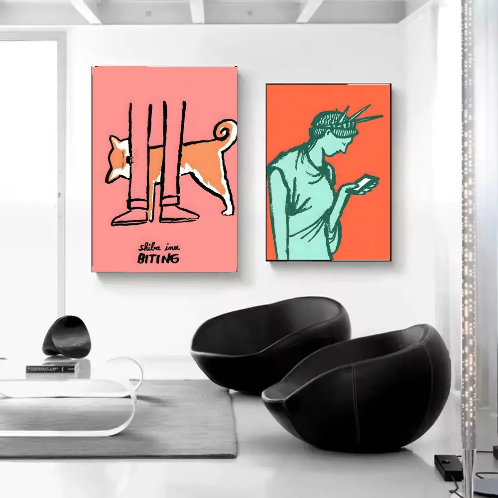 Artist Jean Jullien Poster Self-adhesive Art Waterproof Paper Sticker Coffee House Bar Room Wall Decor