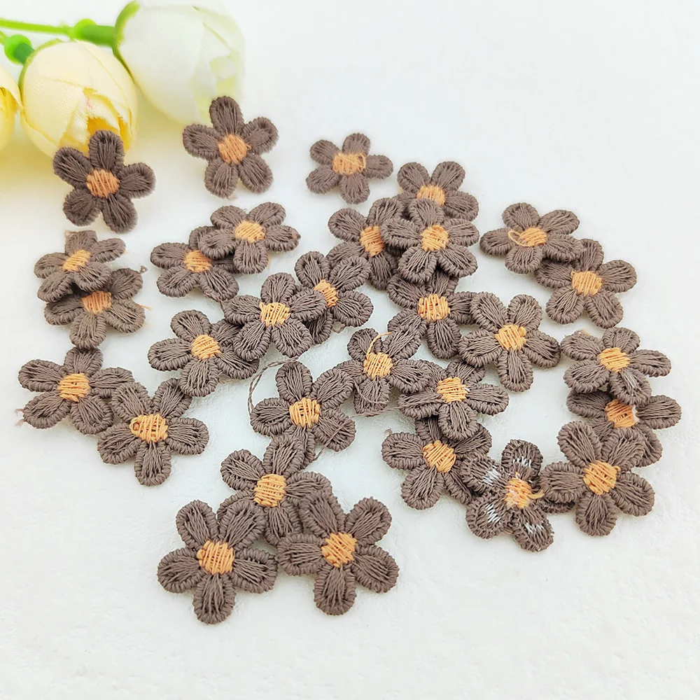 Mini-Häkelapplikationen in Form von fünfblättrigen Blumen, zum Selbermachen von Hüten und Kleidungsstücken, Nähzubehör, zur Dekoration von Kopfbedeckungen, zum Aufkleben, 15 mm, 80 Stück pro Packung. – Detail 8