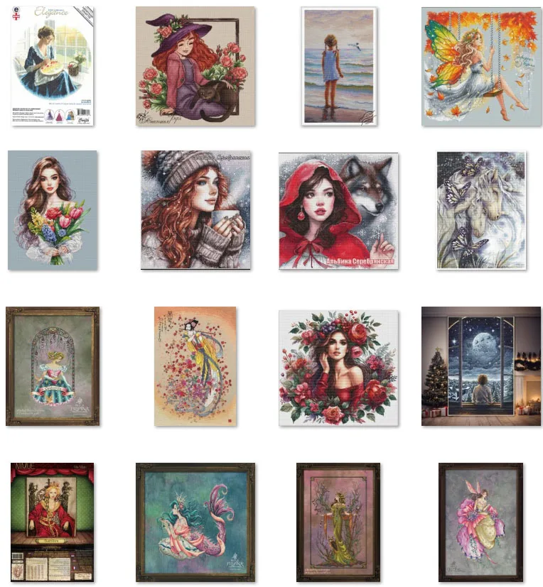 Embroidery Cross Stitch Kits Craft DIY Needlework Cotton Canvas Christmas Eve Girl 40-55 32CT 28CT Metallic Aida