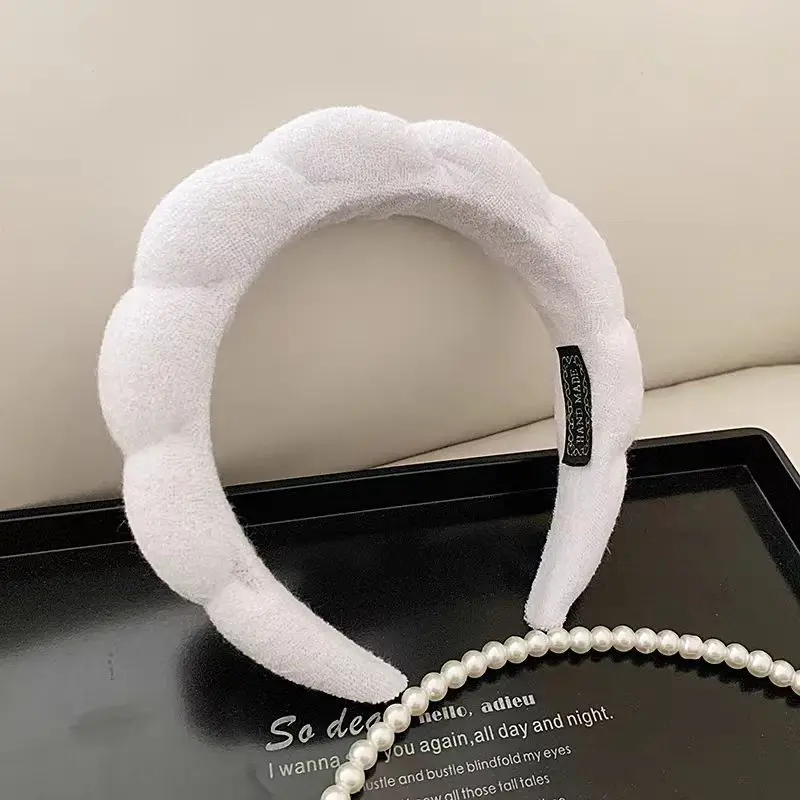 New Minimalist French Style Headband Hair Accessories Women\'s White Cloud High Skull Top with Widened Edges Wash Face and Press