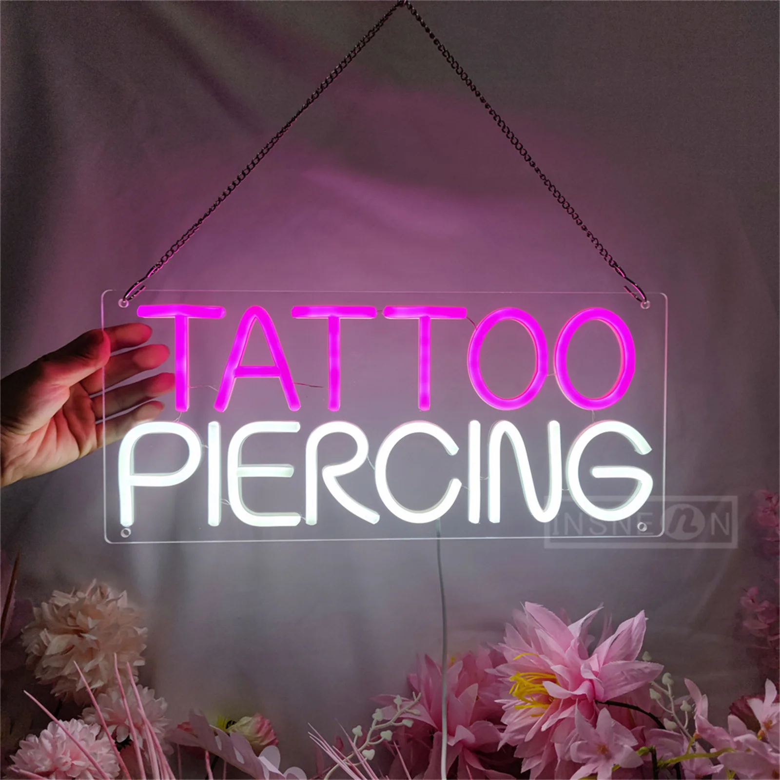 Imagem -05 - Tatuagem-luz de Sinal Neon para Body Piercing Salão e Studio Shop Placa Pink Usb Wall Art Decor Business Store e Beleza Interior