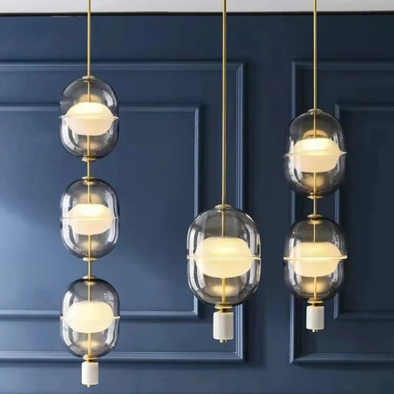 

Modern Nordic Minimalist Glass Chandelier Bedroom Bedhead Clothing Store Restaurant Bar Personalized Hanging Lighting Decor
