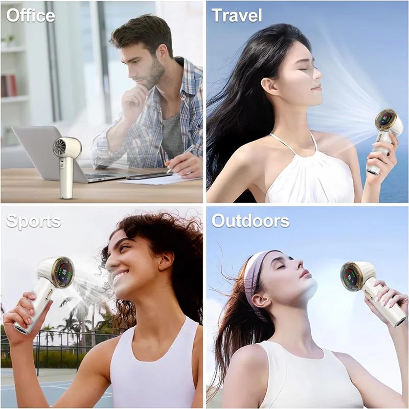 

Портативный ручной вентилятор, регулируемая скорость (1-100), турбо-мини-вентилятор, перезаряжаемый портативный вентилятор с цифровым дисплеем-B27C