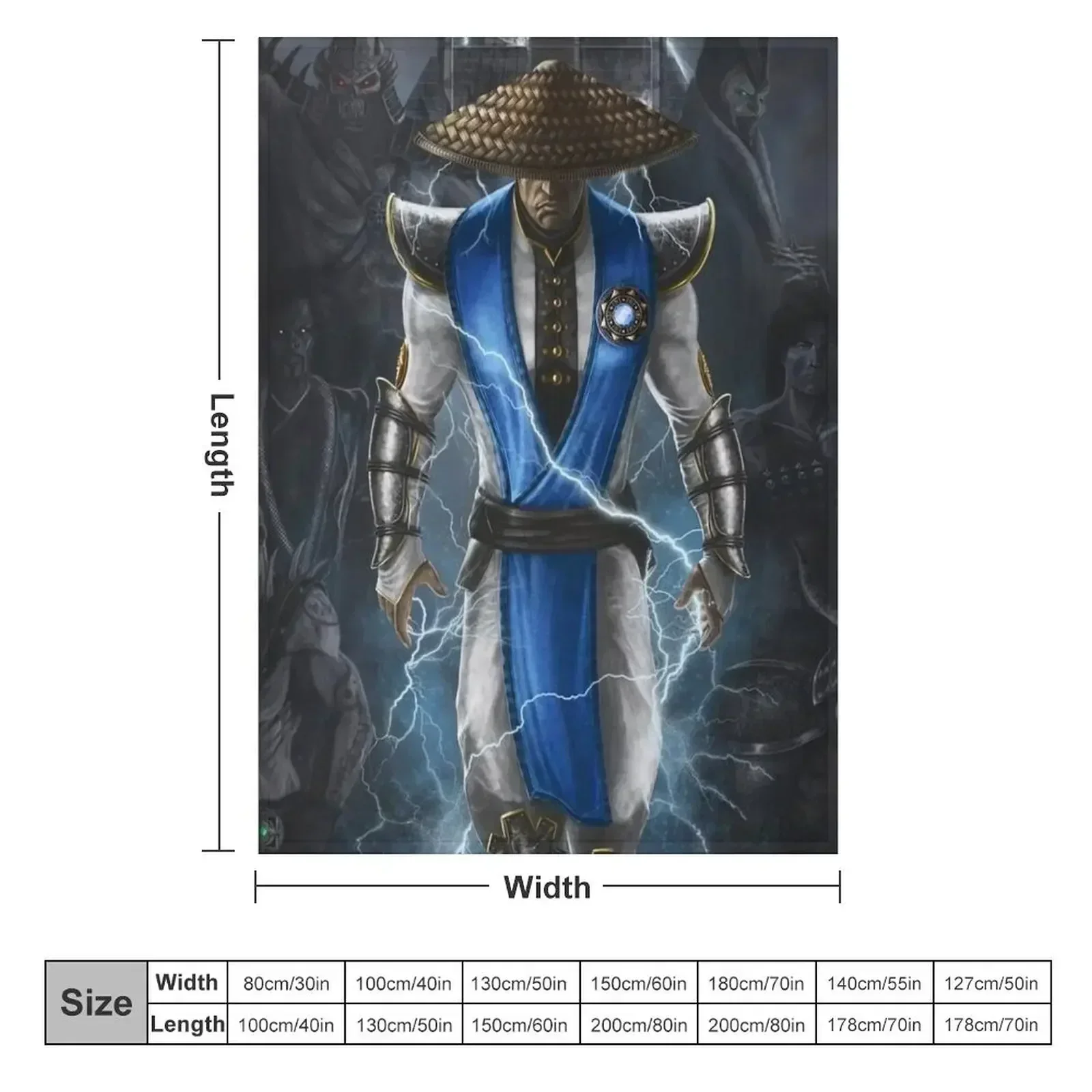 Raiden Mortal Kombat Throw Blanket couch cozy soft plush fuzzy picnic outdoor blanket