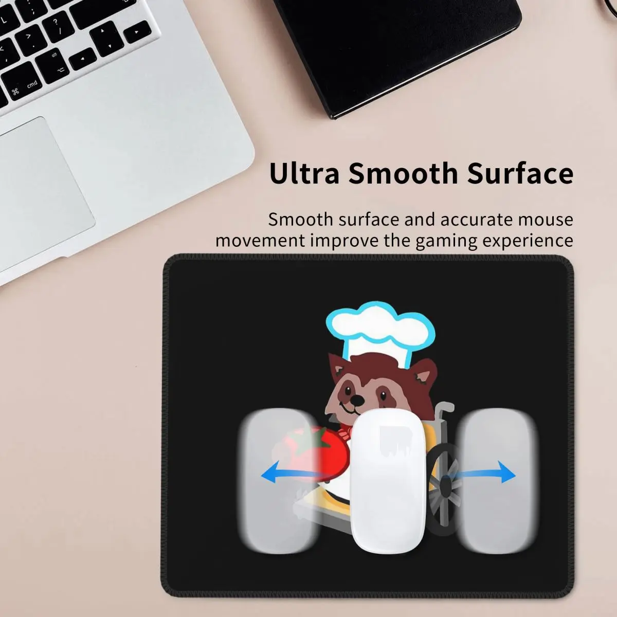 

Cute Overcooked Wheelchair Raccoon Chef Gift Mouse Pad Computer Keyboard Mouse Mat Gaming Laptop Desk Mat Office Table Mats