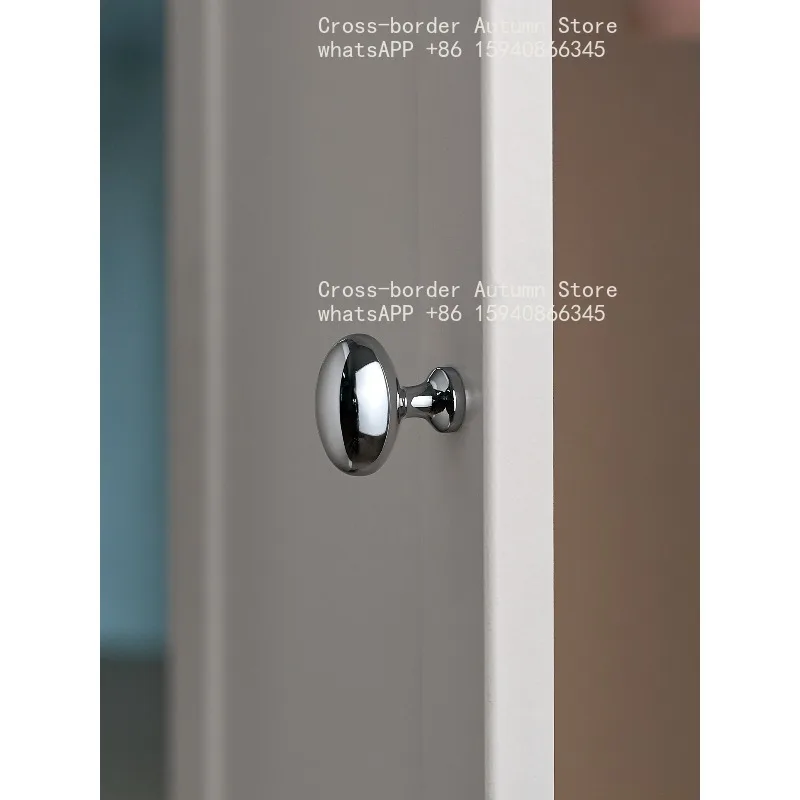 Wardrobe handle, French high-end solid brass cabinet door handle, cabinet drawer shoe cabinet electroplated silver door handle