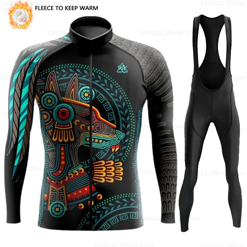 RAUDAX Long Sleeves Cycling Jerseys Set Men's Winter Thermal Fleece Bicycle Cycling Clothing Warm Mountain Bike Cycling Jackets