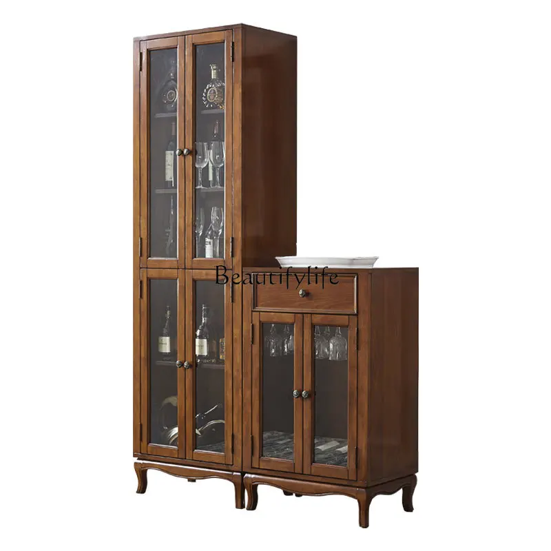 

European-style American wine cabinet, storage against the wall, simple modern high-end living room display, household solid wood