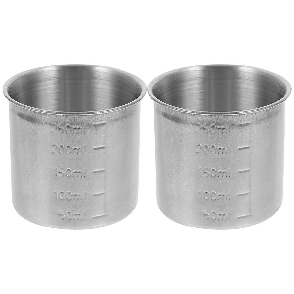

2pcs Stainless Steel Measuring Cups Precise Graduated Scaled Baking Kitchen Tool For Flour Rice Syrup Household Cooking