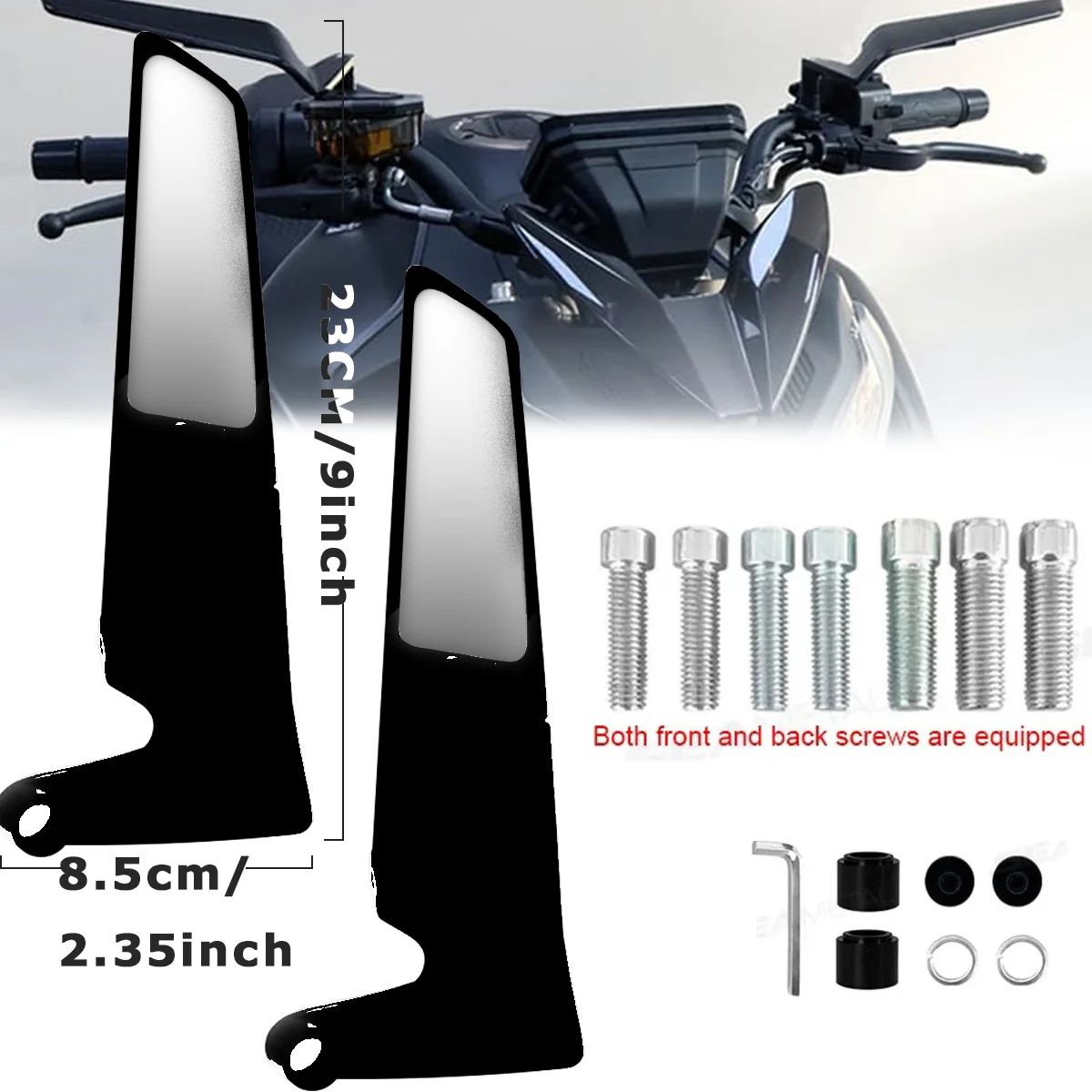 

Motorcycle 2Pcs Rearview Mirror Modification Fixed Rear View Mirror Universal Rotating Side White Mirror Wind Wing 360° CNC