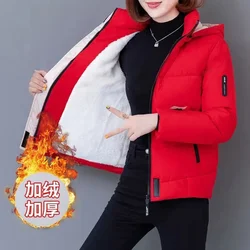 New 2024 Winter Ladies Jacket Add Velvet Add Cotton Down Cotton Clothes Women Coats Loose Removable Cap Warm Female Outerwear