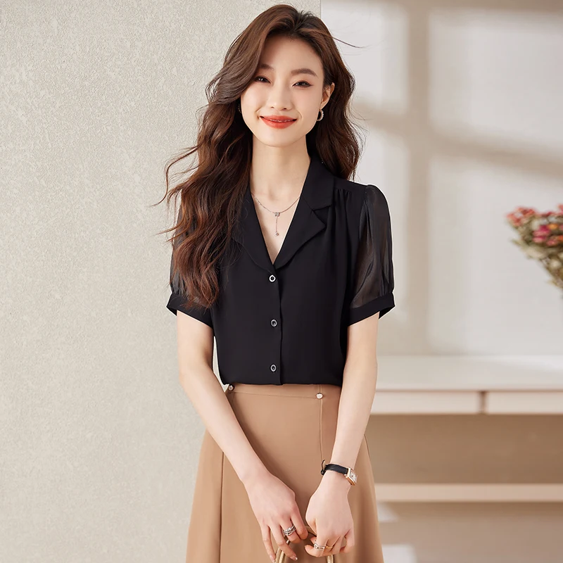 

Новая женская рубашка с коротким рукавом, стильная профессиональная одежда, универсальный повседневный модный комплект.