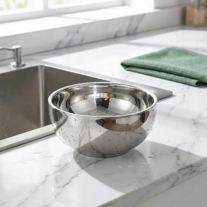 Large Thickened Stainless Steel Bowl for Salad Soup Noodle Ramen Mixing Serving Bowl for Home Kitchen Use