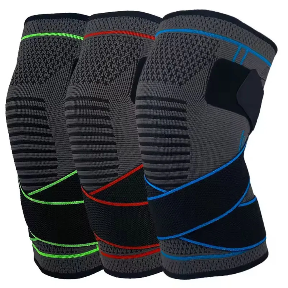 

Cooling Protective Knee Support Knitted Adjustable Strap Compression Running Knee Sleeve for Youth Men Women Popular Outdoor