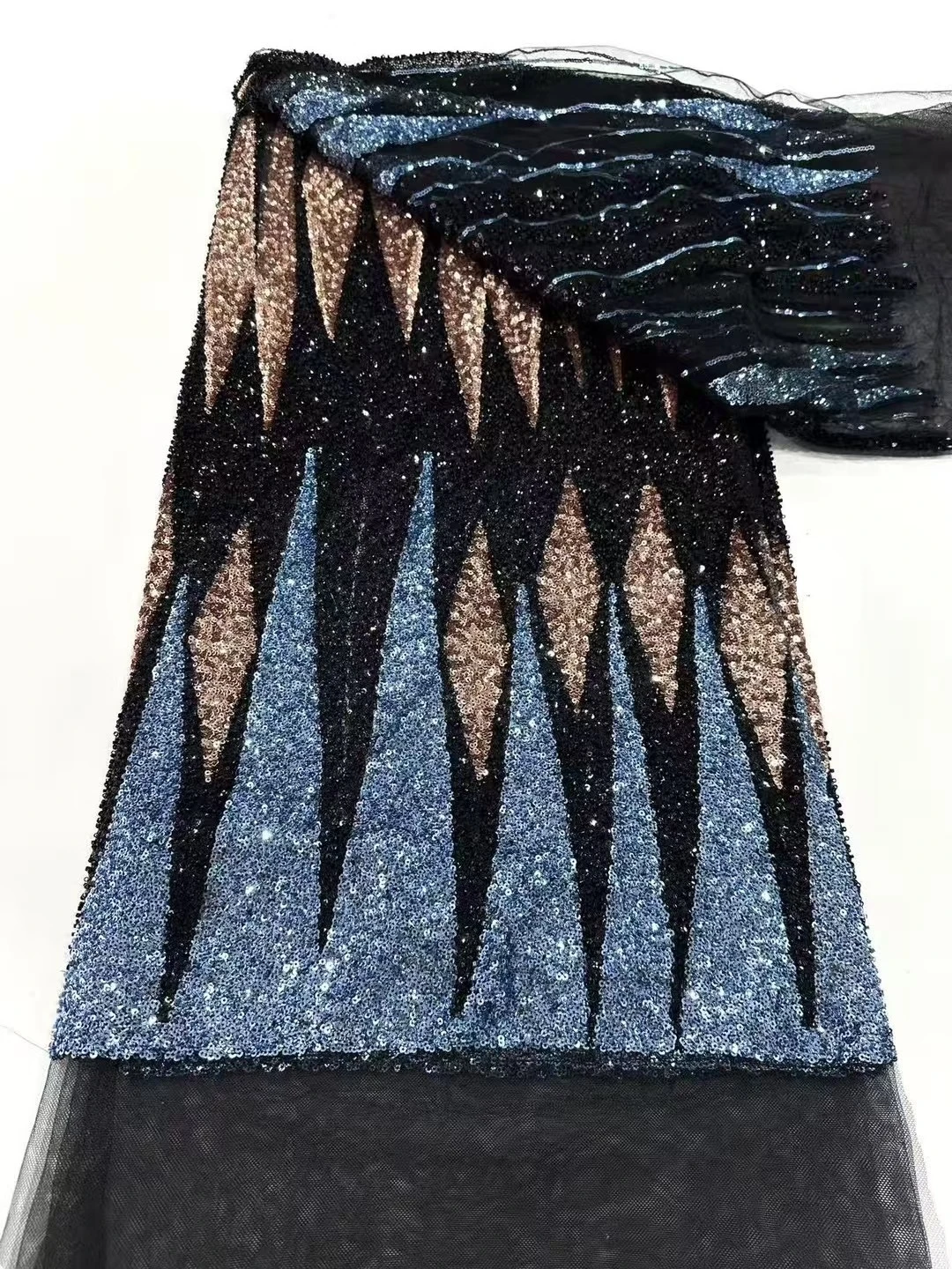 

2025 африканская нигерийская высококачественная тюль с вышивкой блестками, кружевная ткань, 5 ярдов, швейные бусины, камень для выпускных платьев DP0399