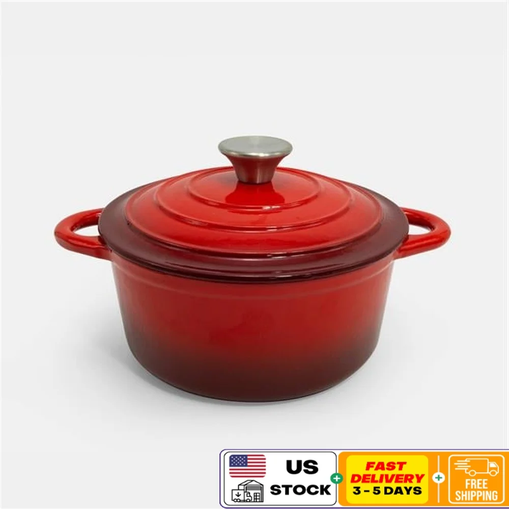 

Cast Iron Casserole Pan Enamel Coated Cookware Versatile Heat Retaining Oven Safe Stovetop Refrigerator Use Durable Kitchen