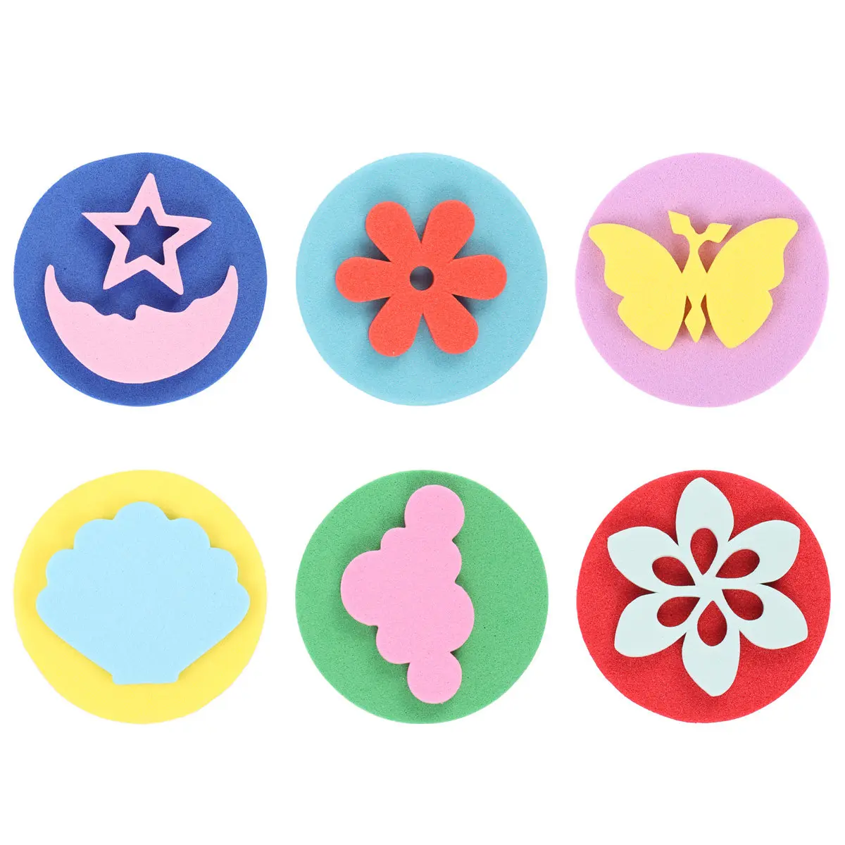 12Pcs Creative Kids Painting Stamper Set Assorted Shapes Double-Sided Eva Stamp Tool for Preschool Kindergarten DIY Art Craft