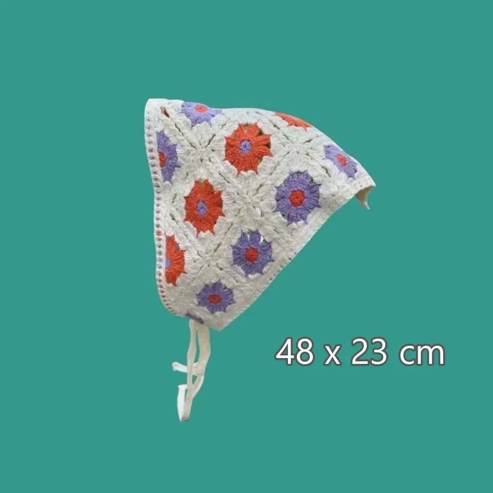 แฟชั่นโครเชต์ Turban ถักสไตล์วินเทจแถบคาดศีรษะผ้าพันคออุปกรณ์เสริมผมดอกไม้ที่มีสีสันผ้าพันคอผมสําหรับหญิงสาว