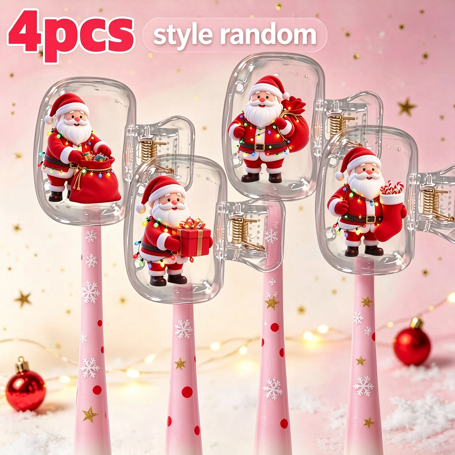 8/4 Pieces of Random Designs Featuring Cute Santa Claus Carrying Christmas Gifts, Portable Toothbrush Head Covers, Storage Boxes, Toothbrush Protective Covers, Bathroom Accessories That Are Essential for Home and Busin