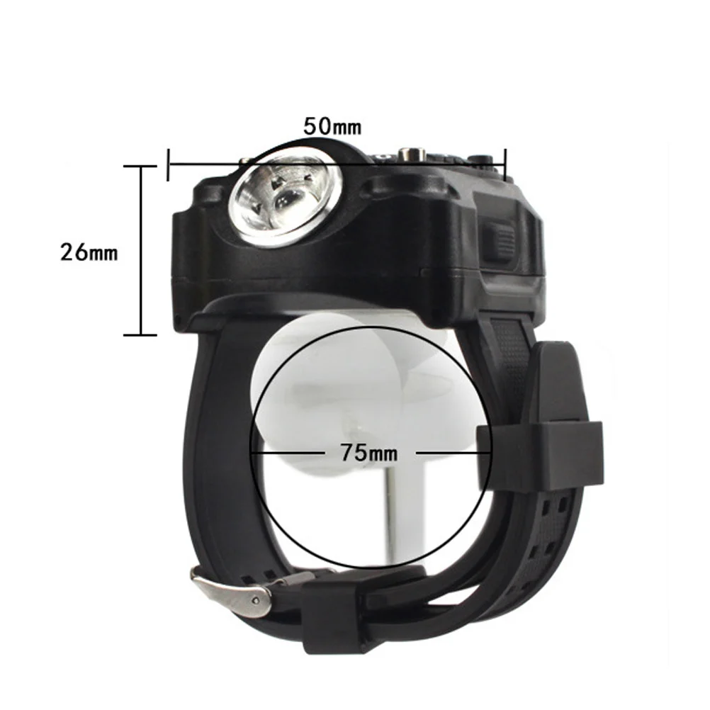 

Portable LED Wrist Light Watch with Compass Flashlight for Outdoor Sports Black Waterproof Running Cycling Exploration Tool