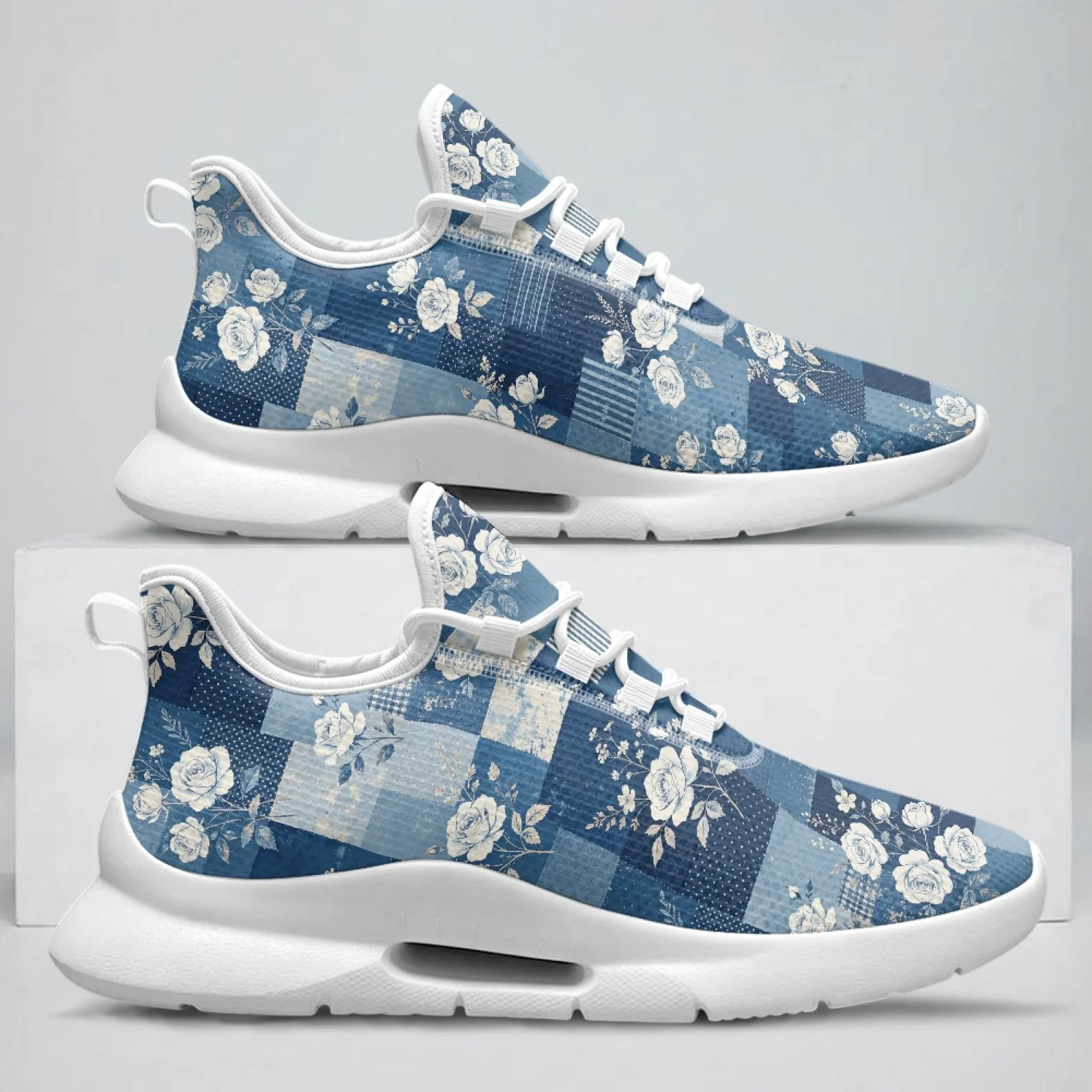 XIXIRIMIDO Lace-up Casual Shoes Men Sneakers Comfortable Mesh Breathable Walking Shoe Women's Lightweight Sneaker Soft Flower