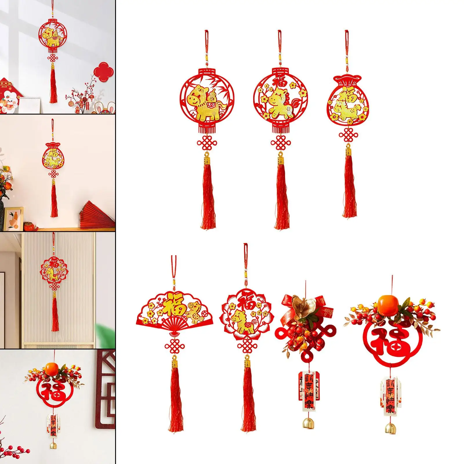 3D Fu Character New Year Door Pendant Chinese Festival Decor Hanging Ornament for Home Entryway in