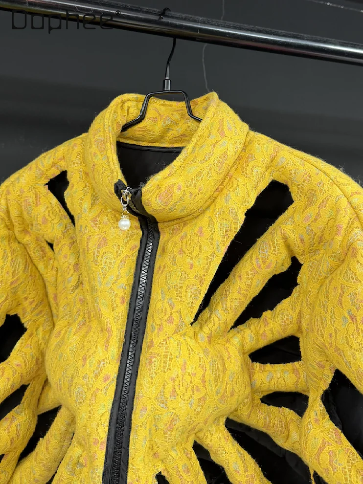 عادية جوفاء سميكة سترة قطن الرجال الوقوف طوق سترة منفوخة مرحلة الأداء معطف الشارع الأمريكي شخصية الرجال #2