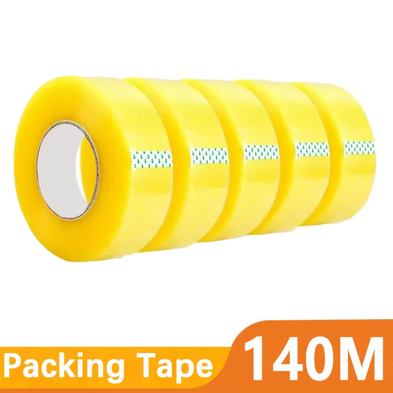 

Bopp Packing Tape 140M*45mm Box Tape For Shipping Supplies DIY Adhesive Sealing Tape Transparent Yellow Clear Strapping Tape