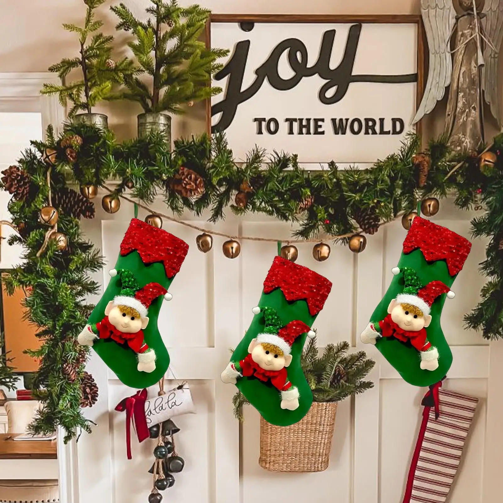 

Большие рождественские чулки, милая сумка для чулок с конфетами, рождественские украшения для семьи, детей, елка, домашняя каминная вечеринка, праздник, камин