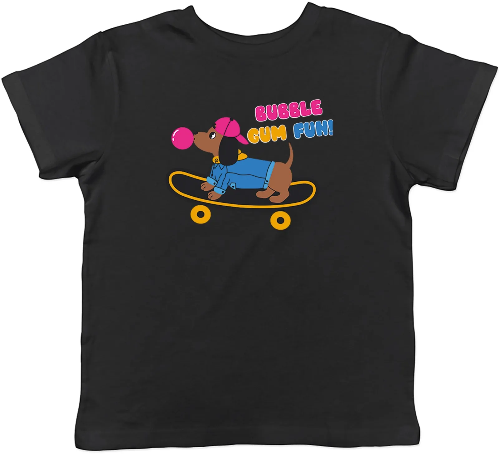 Bubble Gum Fun Dog Skater Skateboarding Chewy Kids T-Shirt Boys Girls Gift