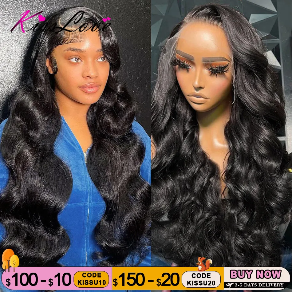 Kiss Love Body Wave 13x4/13x6 HD Wig rambut manusia renda depan telah ditanami Wig penutup renda 5x5 HD 360 rambut manusia renda Frontal