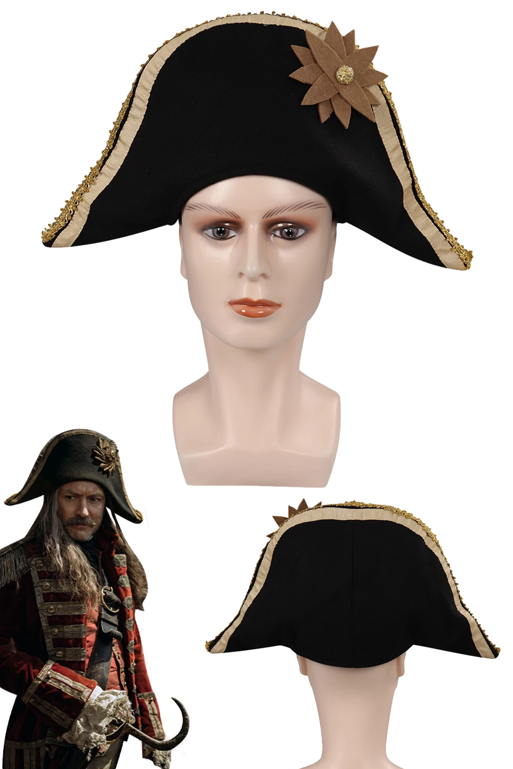 Captain Hook Cosplay Pirate Hat Cap 2023 Movie Peter Cosplay Pan Roleplay Fantasia Props Men Costume Accessories Fancy Dress Up