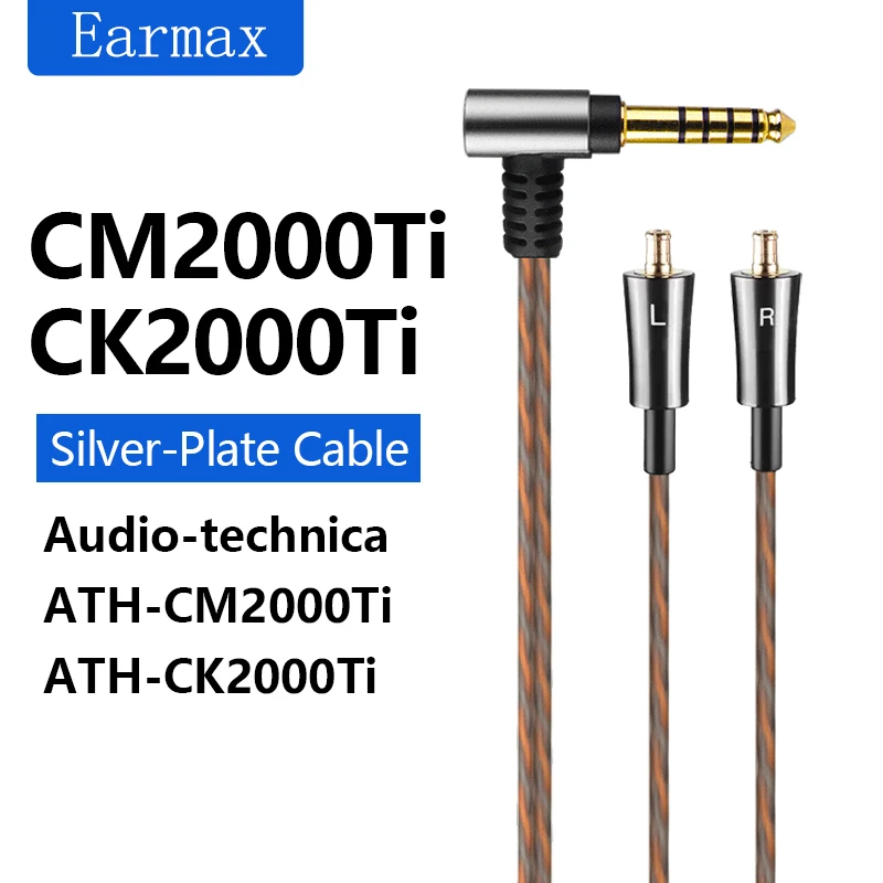 For Audio-technica ATH-CM2000TI CK2000ti Replaceable Earphones 2.5mm 4.4mm Balanced Silver Plated Cable