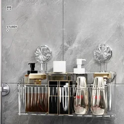Suction Cup Storage Rack Bathroom Toilet Shelves No Need To Punch Holes Wash Basin Toiletries Cosmetic Storage Box