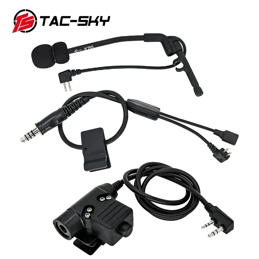 TAC-SKY Y-line kit, compatible with U94 PTT or PELTO PTT and Comta headset microphones for COMTA outdoor hunting headsets