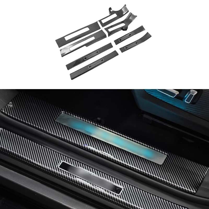 Fit for JETOUR Traveler T2 2023-2024 Car Door Sill Strips Welcome Pedal Fenders Carbon Fiber Door Side Skirts Car Exterior Parts