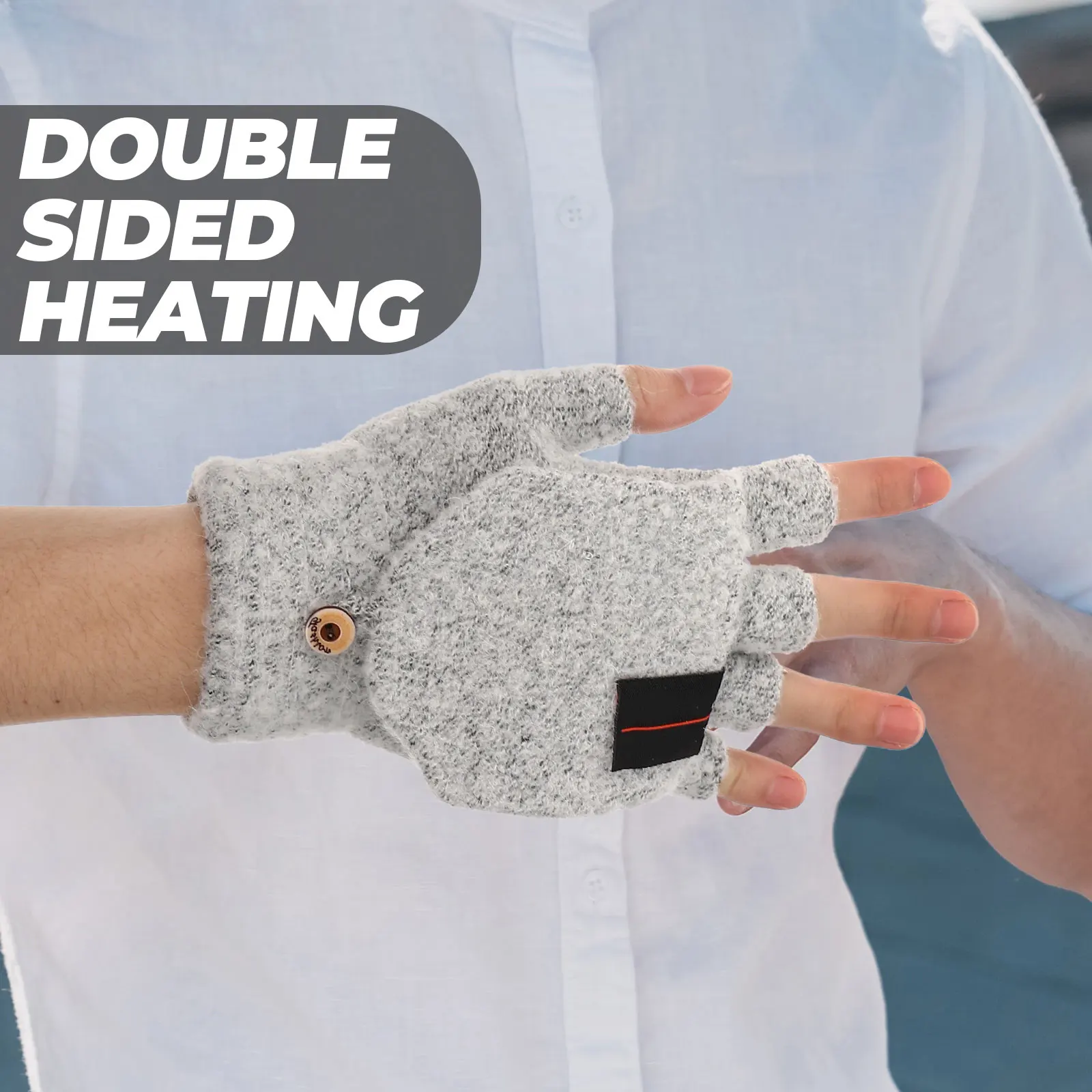 

1Pair Heated Gloves USB Powered Double Sided Heating Winter Mittens Windproof Thermal Gloves Outdoor Sports Warm