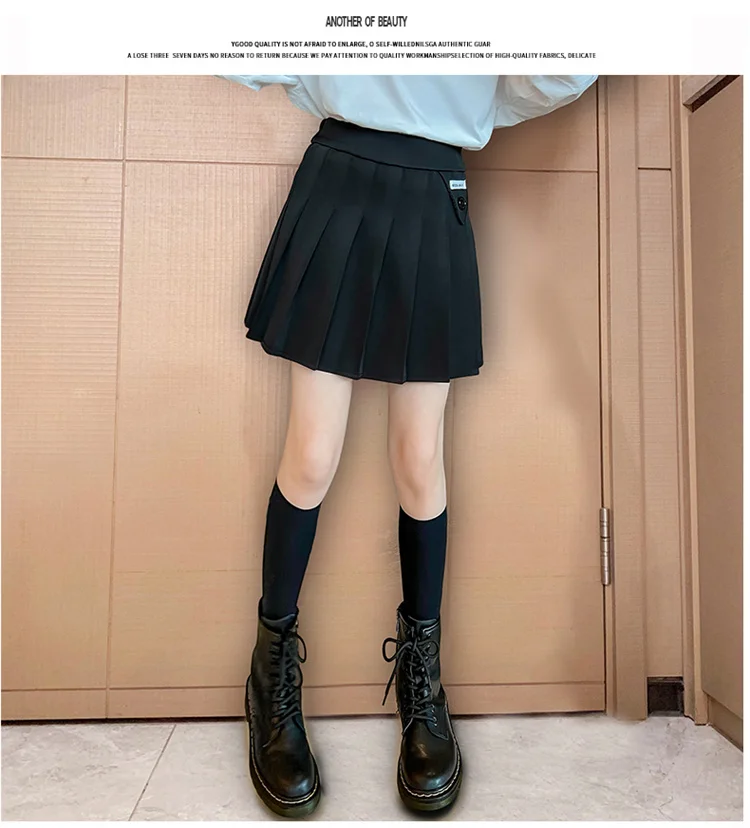 Japanischer Preppy-Plissee-Rock für Schulmädchen, Schwarzer Minirock für Teenager, Modische Kinderkleidung 5 6 7 8 9 10 11 12 13 14 – Detail 8