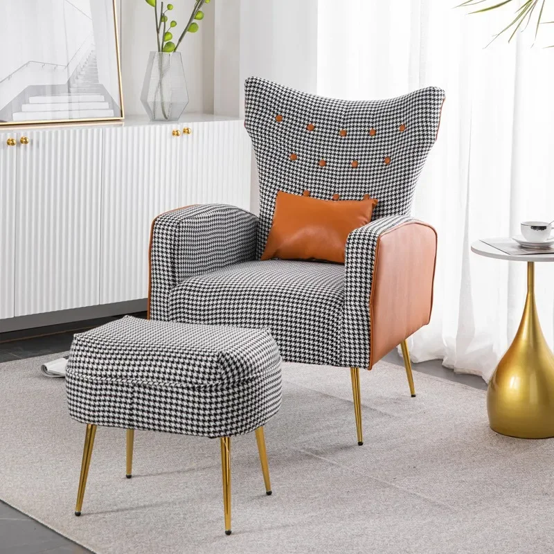 Single sofa thousand bird grid Nordic modern light luxury apartment tiger chair