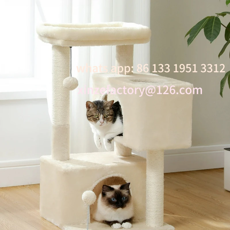 

Customizable Cat Tree for Large Tower for Indoor Cats up to 10kg with 2 Large Condos Scratching Posts and Large