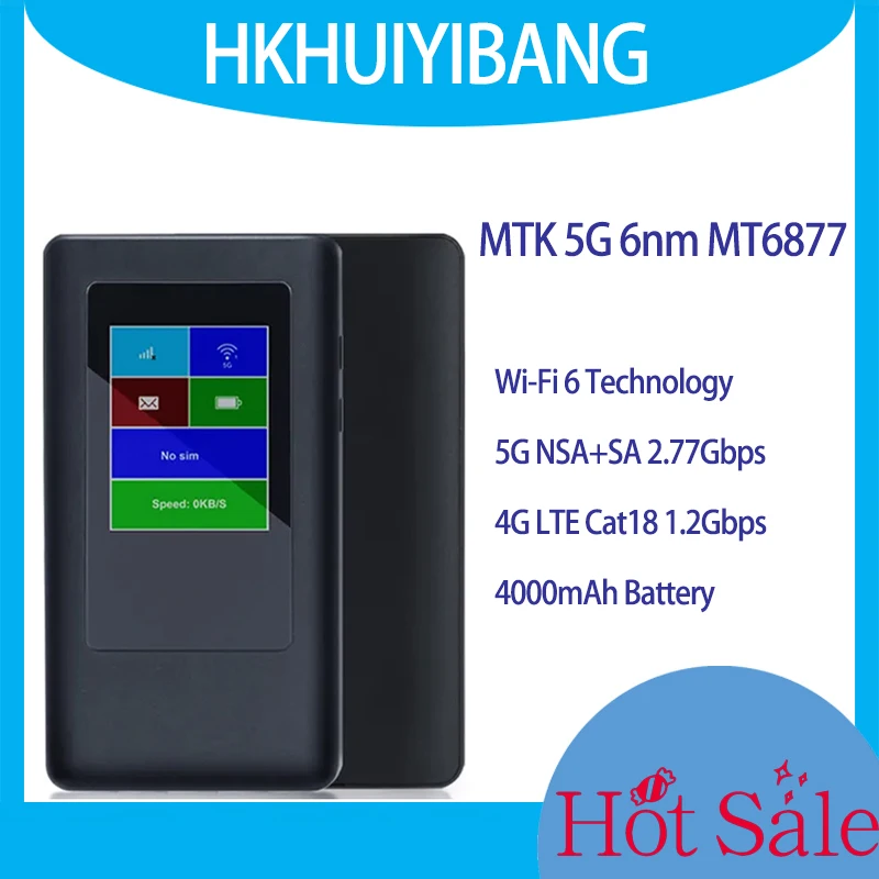 Unlocked MTK MT6877 5G Wi-Fi 6 Sim Card Pocket WiFi Router 2.77Gbps 2GB+32GB 2.4\'\' Display 5G 4G LTE Modem Cat18 Mobile Hotspot