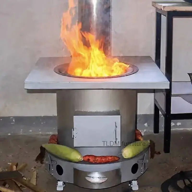 

Chimeneas Fire Wood Heater Household Indoor Burning Firewood Rural Large Iron Pot Smokeless Mobile Countryside Outdoor Stove H