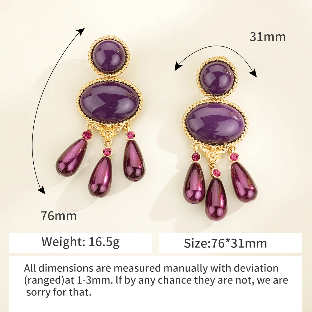 Birthstone Amethyst Water Drop Earring Luxury Round Crystal Purple Dangle Statement Women\'s Earrings Casual Party Office Jewelry