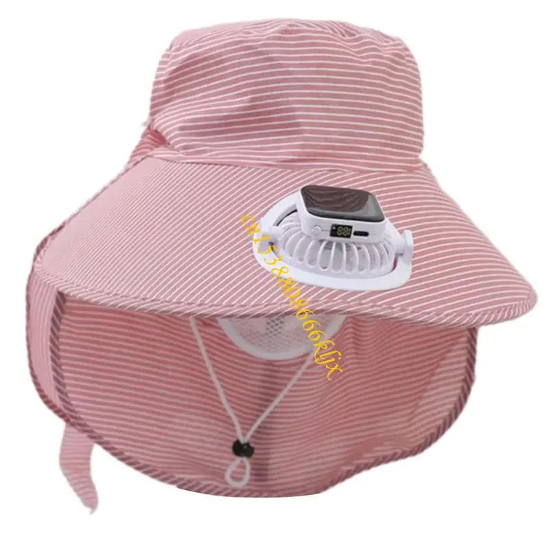 قبعة مروحة التبريد القابلة لإعادة الشحن USB مع شحن الطاقة الشمسية و 3 تعديل سرعة الرياح 066C #4