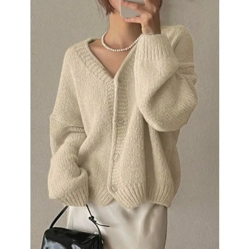 

Loose Knitted V-Ne Open Cardigan Autumn Wear Cross-Border New Sle Knwear Ci Walk Suitable for Middle-Aged And ly W...