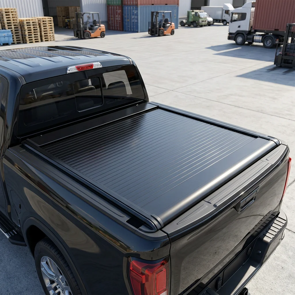 Aluminum Waterproof Retractable Tonneau Cover with Roll-Up Design and Electric Operation for Pickup Truck Bed