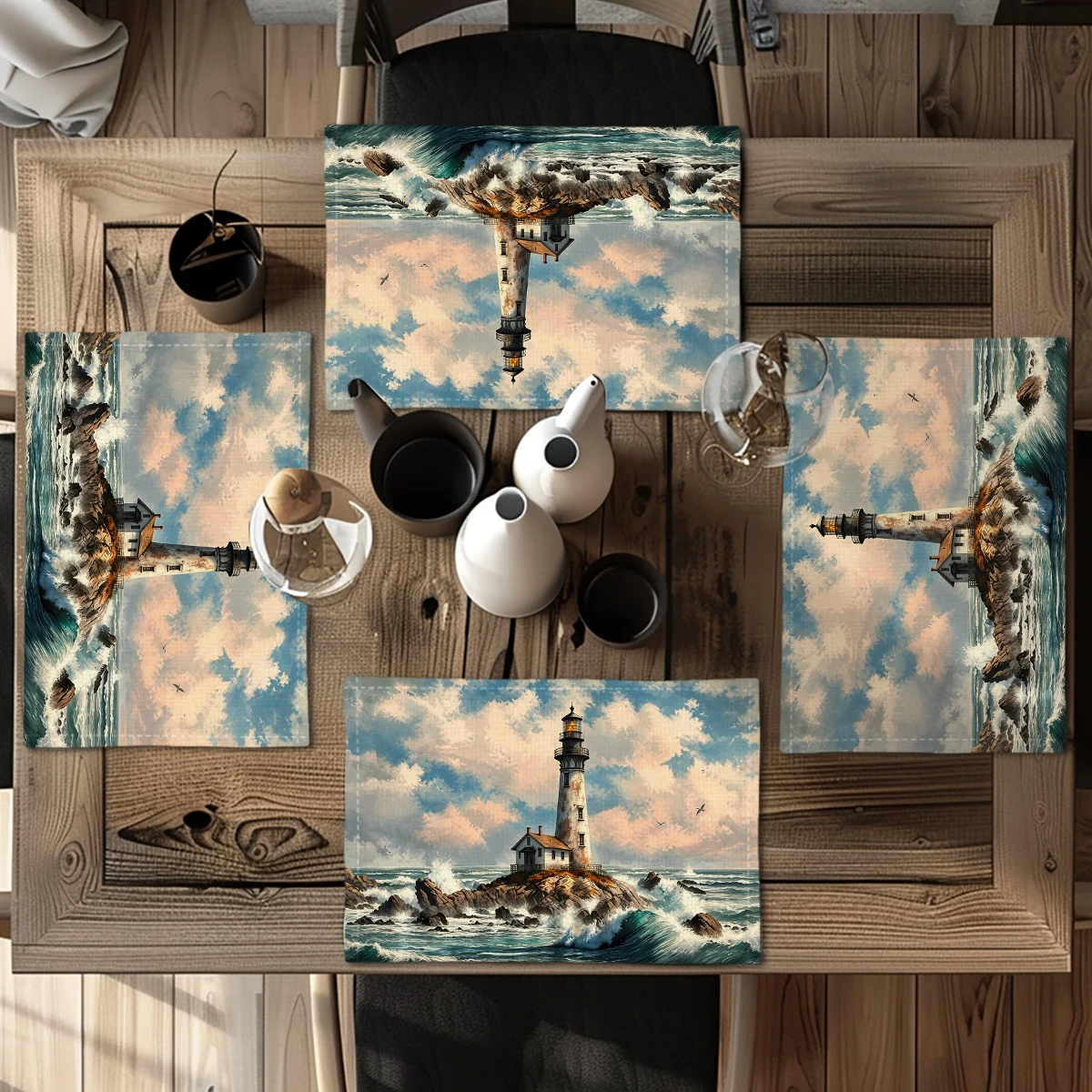 Impressionist Willow Water Lily Pattern Polyester Placemat - Artistic Dining Table Decor, Stylish Home Kitchen Table Accessory